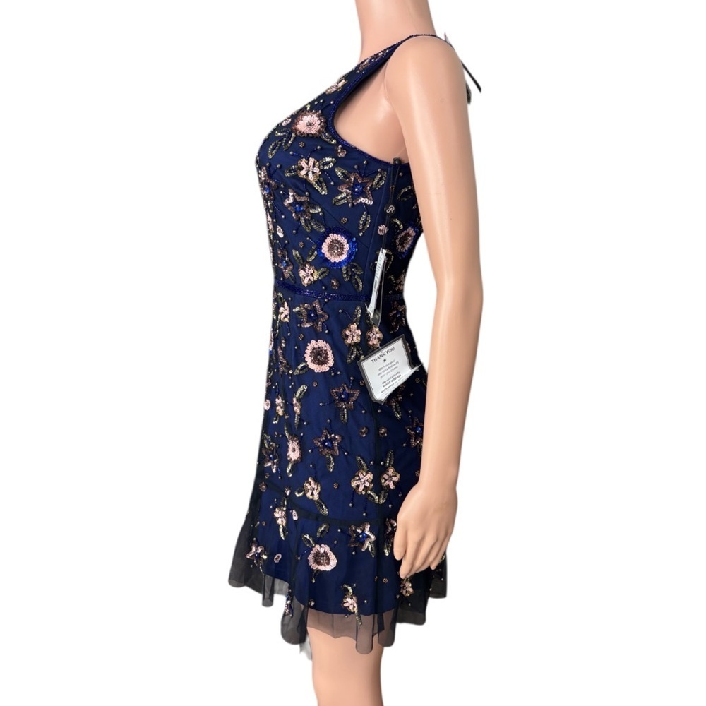 NWT ADRIANNA PAPELL Womens Floral Beaded Short Dress - Picture 5 of 16